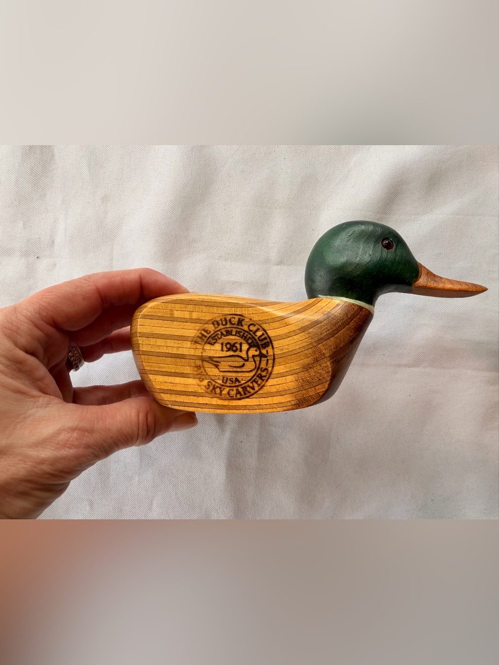 Vintage Wooden Duck Decoy Golf Club Carving by Big Sky Carvers